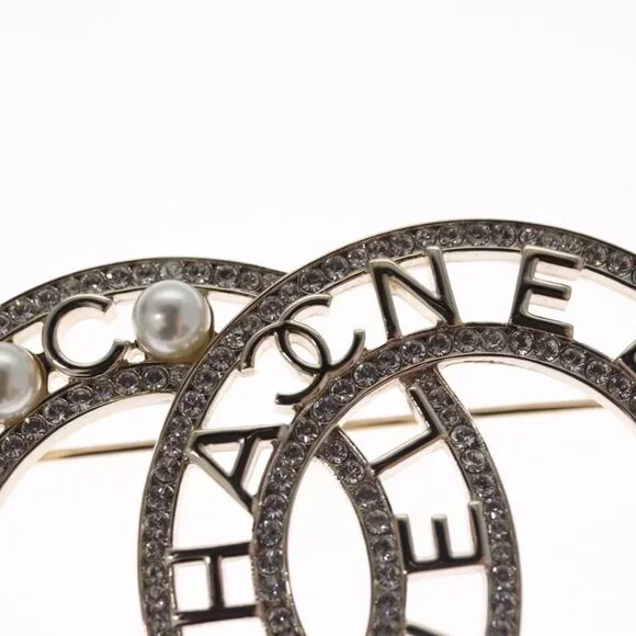 CHANEL COCO Mark Brooch Metal Silver CC Auth bs23017 - Picture 4 of 15